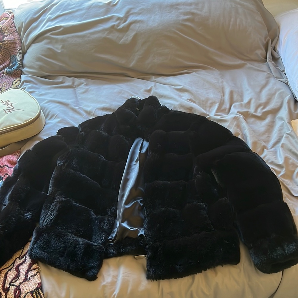 Black Calvin klein fur coat